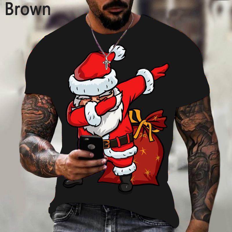 ETST 013 Kerstman 3d T-shirt Herenmode T-shirt Zomer Casual Korte Mouw Kerst Shirt Top 5XL