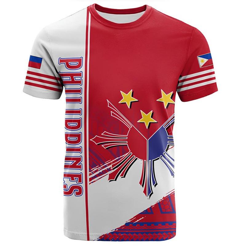 ETST WENDY 005 Nieuwe 3D De Vlag Van De Filipijnen Bedrukt T-shirt Het Filipijnse Wapenschild Spirituele Totem Grafische T-shirts Voor Mannen Vintage Top M
