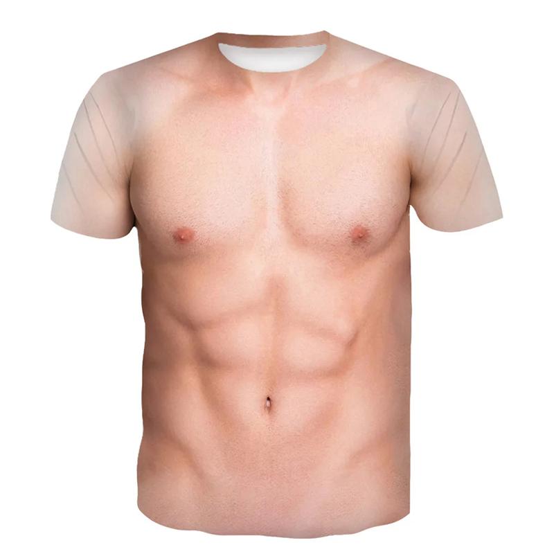 Etst 003 Grappig Nep Spier T-shirt Mannelijk Zomer Mode Casual Sport T-shirt Kleding Vrouwen Mannen Streetwear 3D Geprinte Spierkleding Tops XS