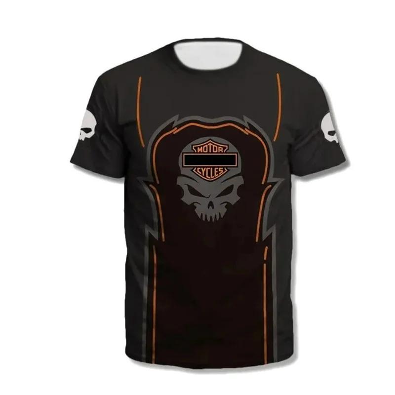 ETST 03 2024 Nieuwe Hot Sell Match Skull Mannen Vrouwen Motorfiets Harleys Race 3D T-shirt Korte Mouw Davidsons Cool Trend Oversized Tees Tops 6XL
