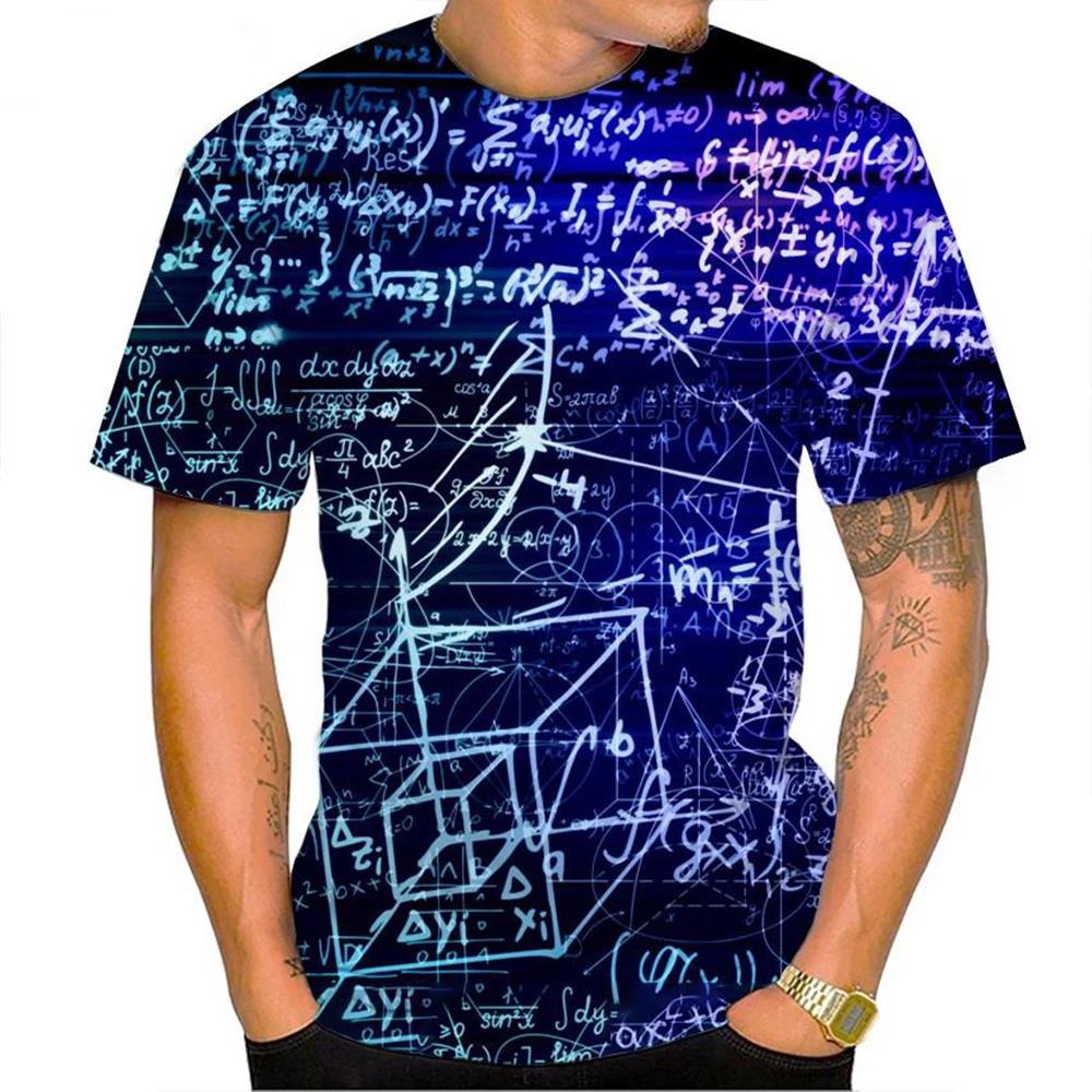 ETST 03 Zomer Nieuwe Mode 3D Wiskundige Formule Grafische T-shirts Trend Mannen Casual Straat Retro Stijl Bedrukt O-hals Korte Mouw T-shirts 6XL