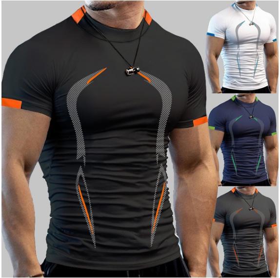 AI Supermarket Ademend, sneldrogend sport-T-shirt voor heren in de zomer, Europese pasvorm M zwart