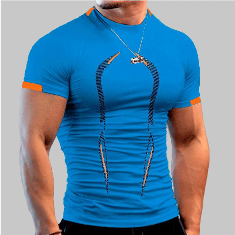 AI Supermarket Ademend, sneldrogend sport-T-shirt voor heren in de zomer, Europese pasvorm L koningsblauwe kleur