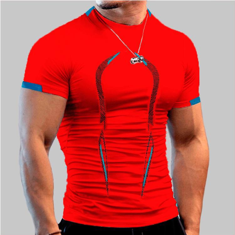 AI Supermarket Ademend, sneldrogend sport-T-shirt voor heren in de zomer, Europese pasvorm S rood