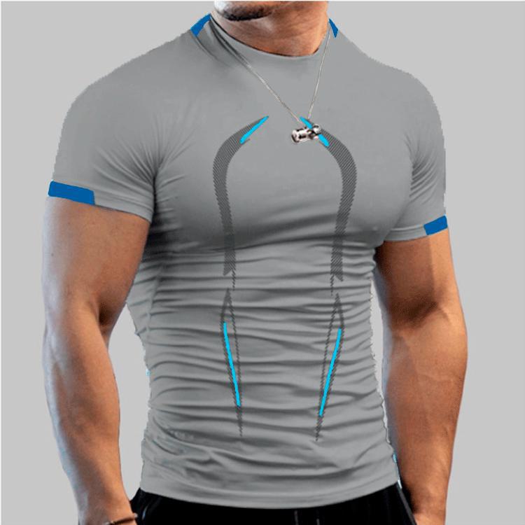 AI Supermarket Ademend, sneldrogend sport-T-shirt voor heren in de zomer, Europese pasvorm L lichtgrijze kleur
