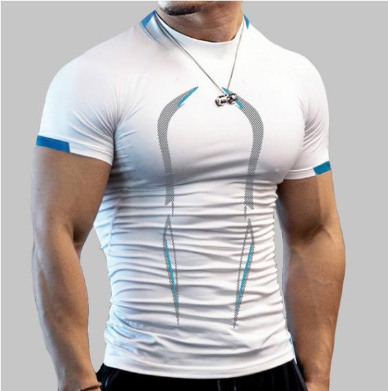 AI Supermarket Ademend, sneldrogend sport-T-shirt voor heren in de zomer, Europese pasvorm S wit
