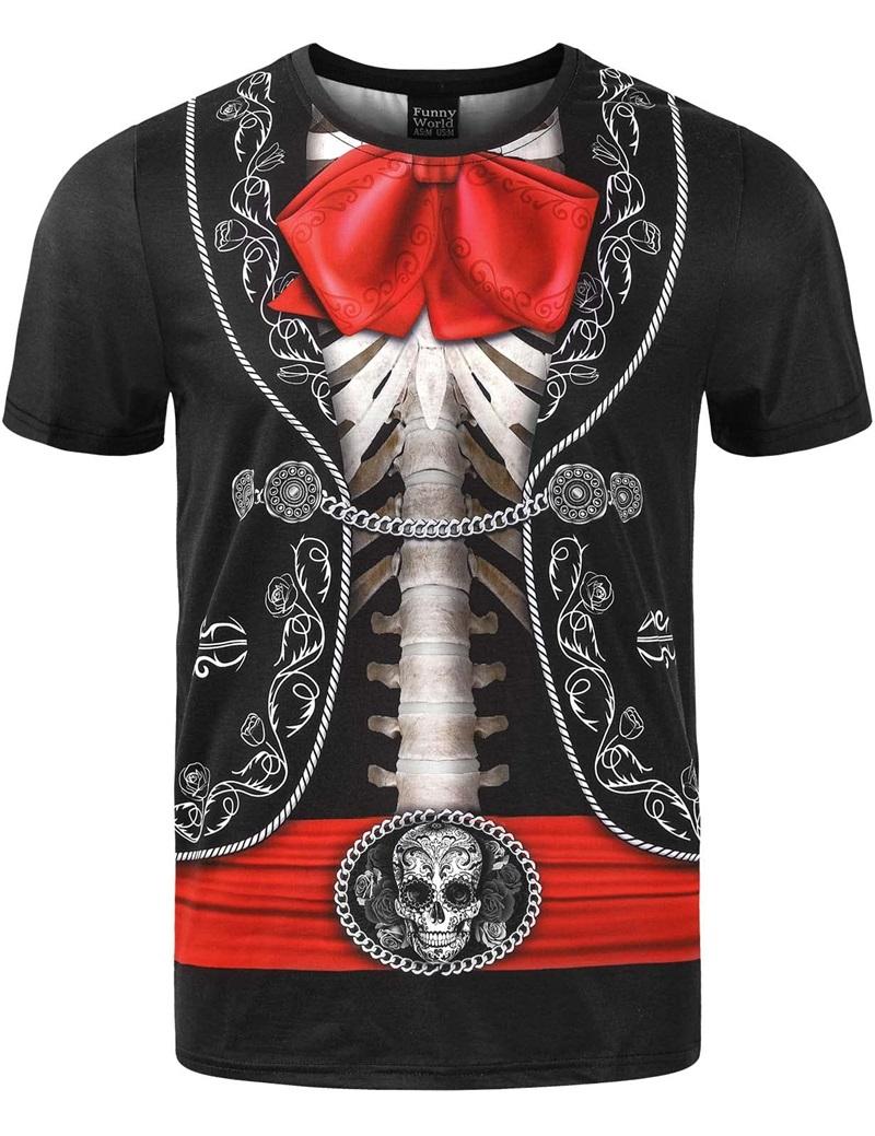 Plus Size FUGUIS Heren Mariachi Grafische T-shirts 3D Print Nep Pak Korte Mouw T-shirts Casual Oversized T-shirt Mexicaans Kostuum Streetwear 4XL