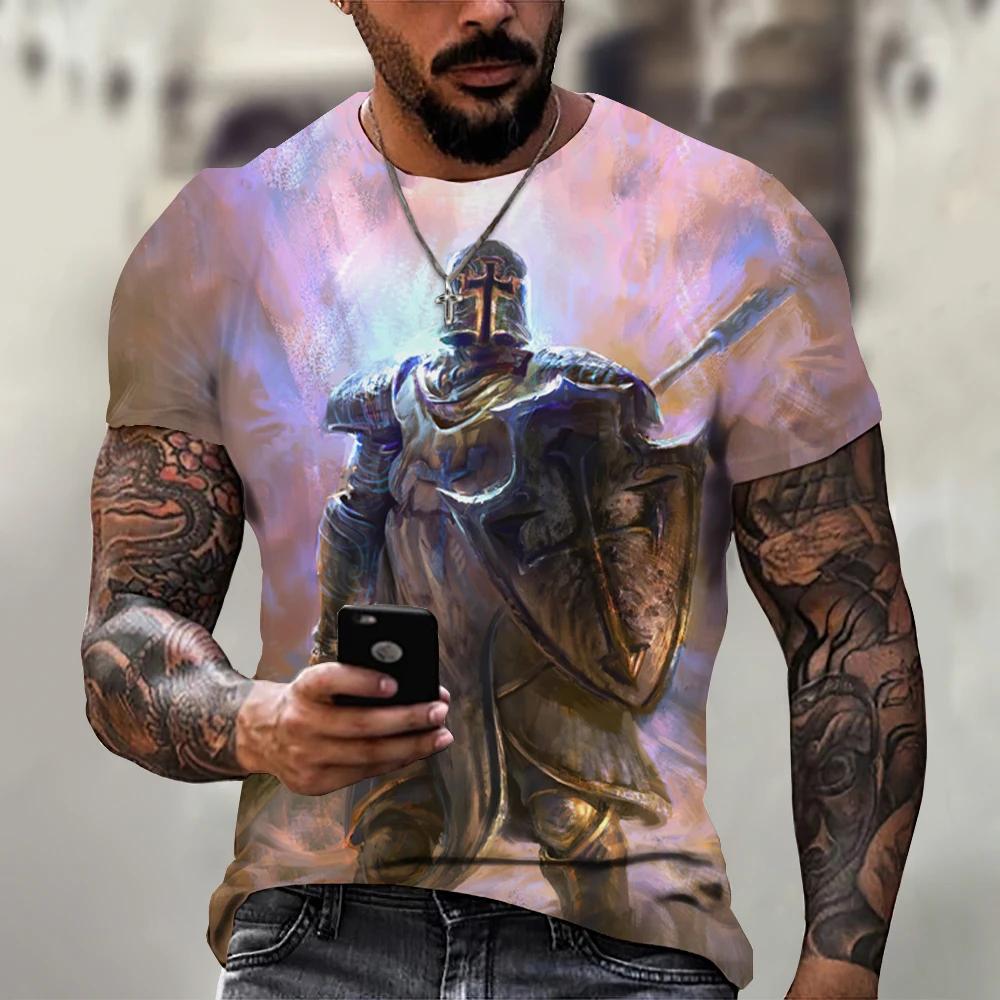 Chaokebang Zomermode Templar 3D-geprint heren T-shirt Street Harajuku Cross T-shirt voor heren Korte mouw Oversized T-shirt Vintage Top 6XL