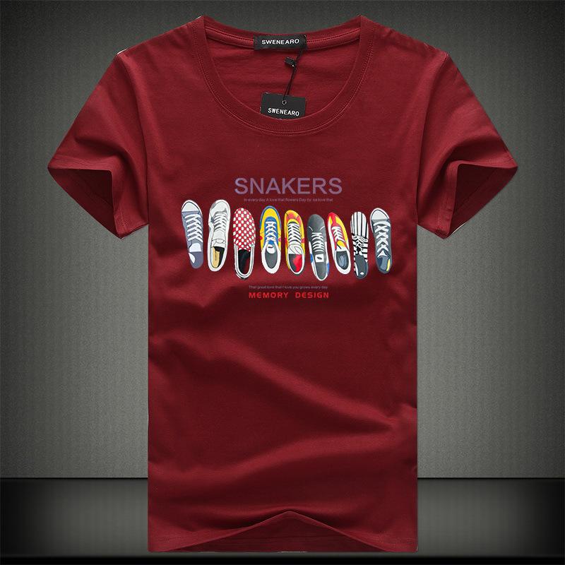 QICED Zomer T-shirt met korte mouwen Heren O-hals Trend Ondershirt XXXXXL bordeaux