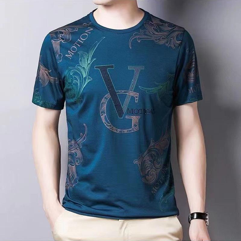 VantaGoods Heren Koreaans Slim Fit Zomer Korte Mouw Bedrukt T-shirt 4XL (160-175 lbs)