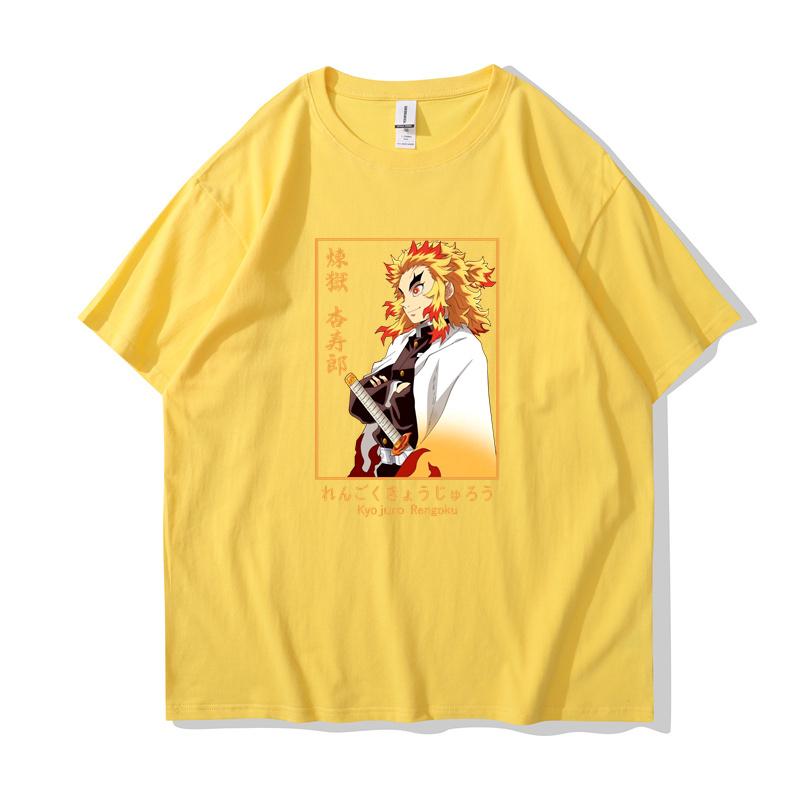 Hoodie Suit Clothing Anime Rengoku Kyoujurou Bedrukte Heren Dames Zomer T-shirts met Korte Mouwen Ronde Hals Casual Zomer Unisex Tops 3XL