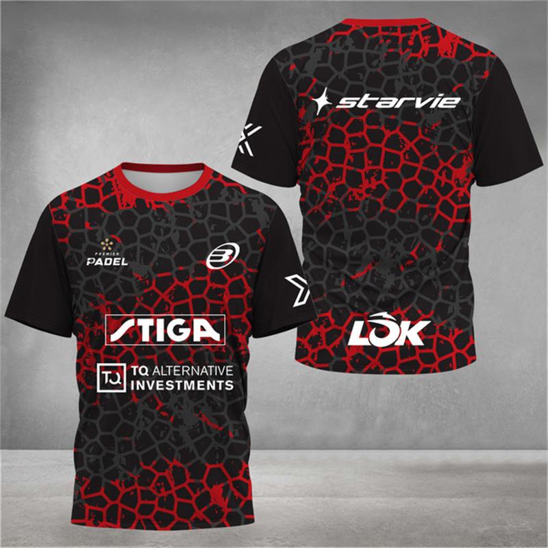 New trendy clothing Stijlvol 3D-geprint heren T-shirt Padel Jersey Ademend Snel drogend Tennis T-shirt met korte mouwen Grote maten Sportkleding Fitnesskleding M