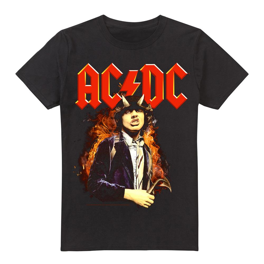 AC/DC Mens Fire And Horns T-Shirt 5XL zwart