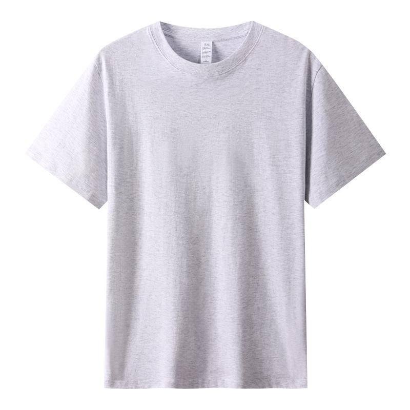 LOVE YOURSELF PLEASE 220g heren katoenen zomer T-shirt losse pasvorm effen kleur O-hals T-shirt korte mouw casual streetwear 6XL heide grijze kleur