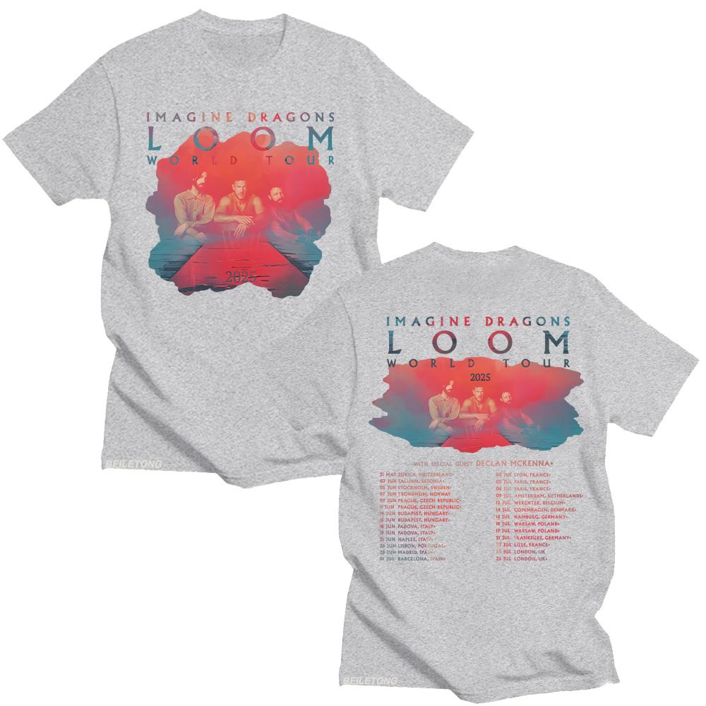 Trendy discount Imagine Dragons Band Loom Tour 2025 Nieuwe T-shirts Heren Dames Mode Hip Hop Retro T-shirt Katoen Korte Mouw Tees Esthetische Tops XL