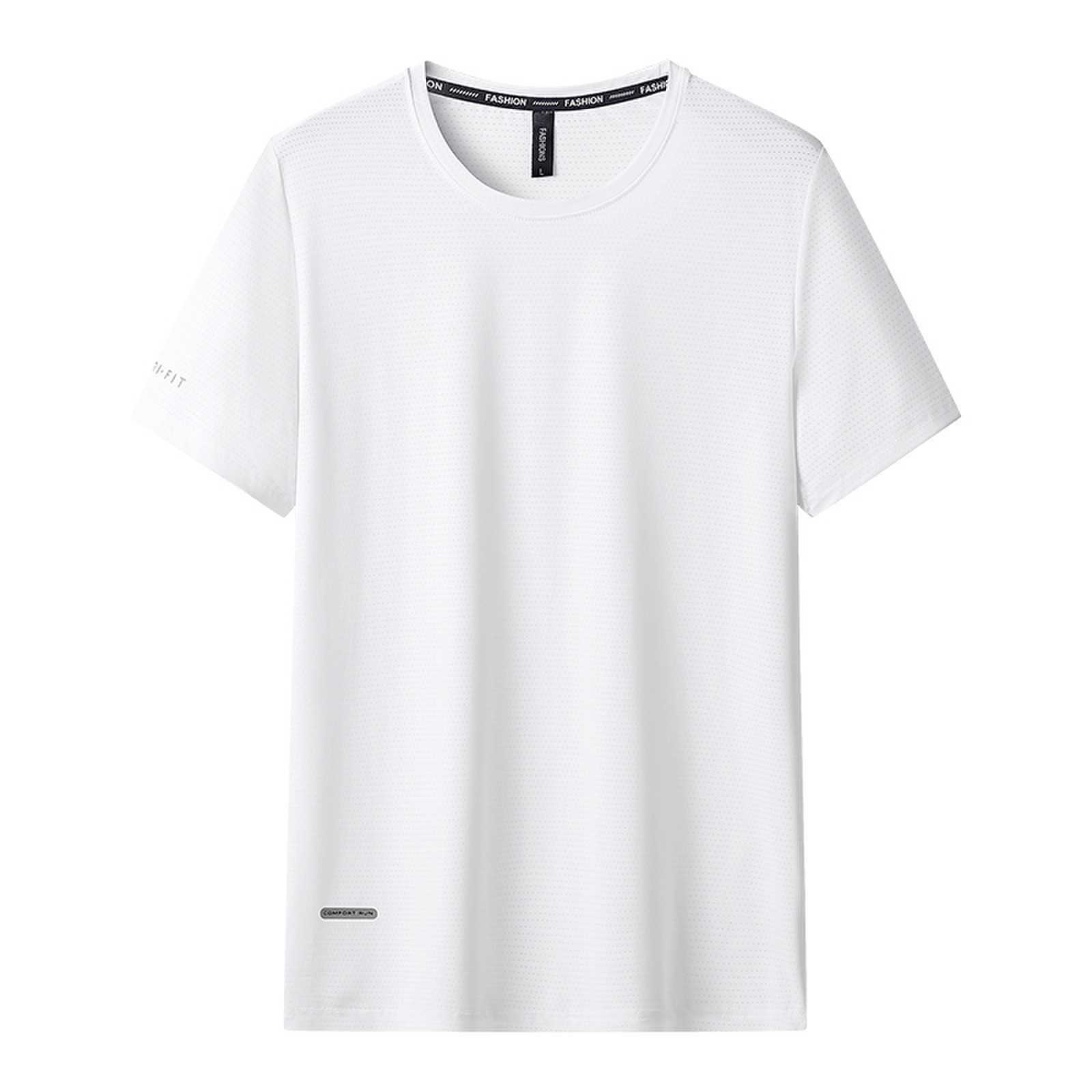 PCD16KL Heren Sneldrogend Atletisch Korte mouwen T-shirts Vochtregelerend Hardlopen Workout Shirts Prestatie Stretch Zomer Informeel Ademend Ronde hals Top T-shirt XL wit