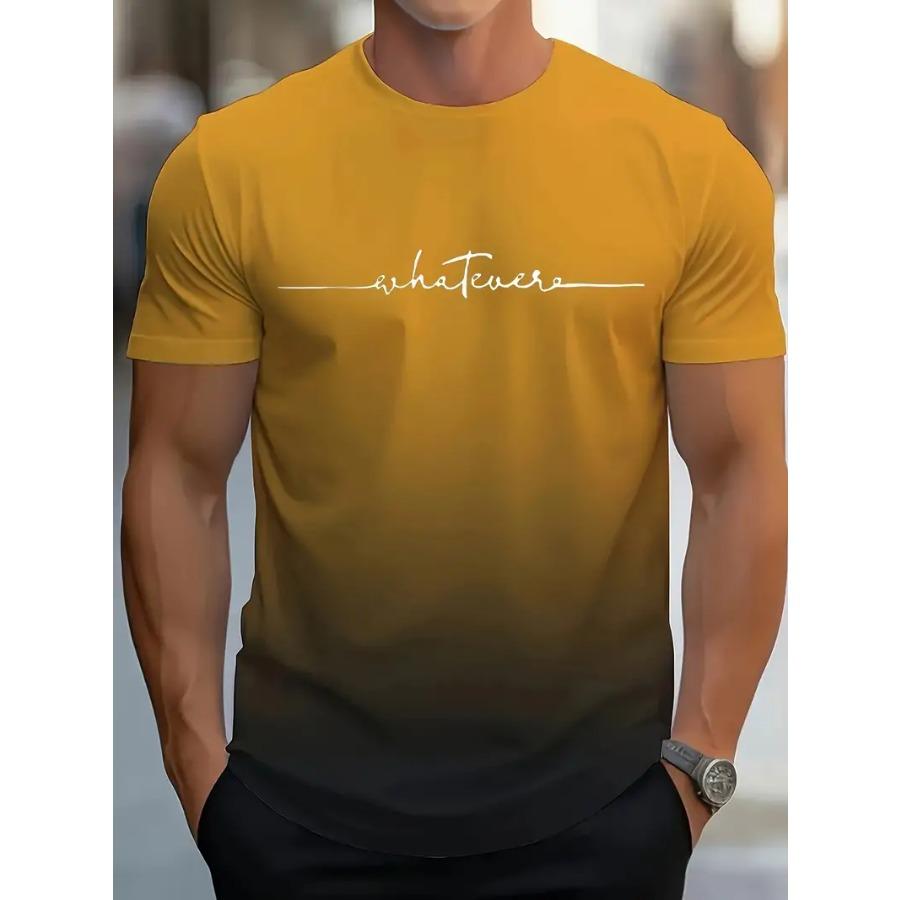 PCD16KL Levendige Gradient Comfy Tee - Zachte ademende ronde hals korte mouw mode top voor lente zomer vakantie vrije tijd vakantie XL geel