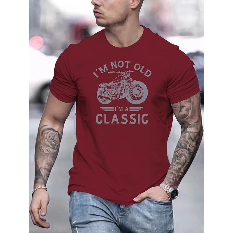 Happy Show New Summer Men's Fashion T-shirt Personality Motorcycle Printed Men's T-shirt Top L