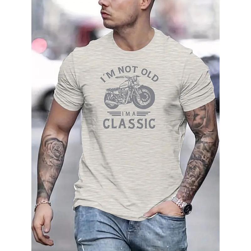 Happy Show New Summer Men's Fashion T-shirt Personality Motorcycle Printed Men's T-shirt Top L ivoor