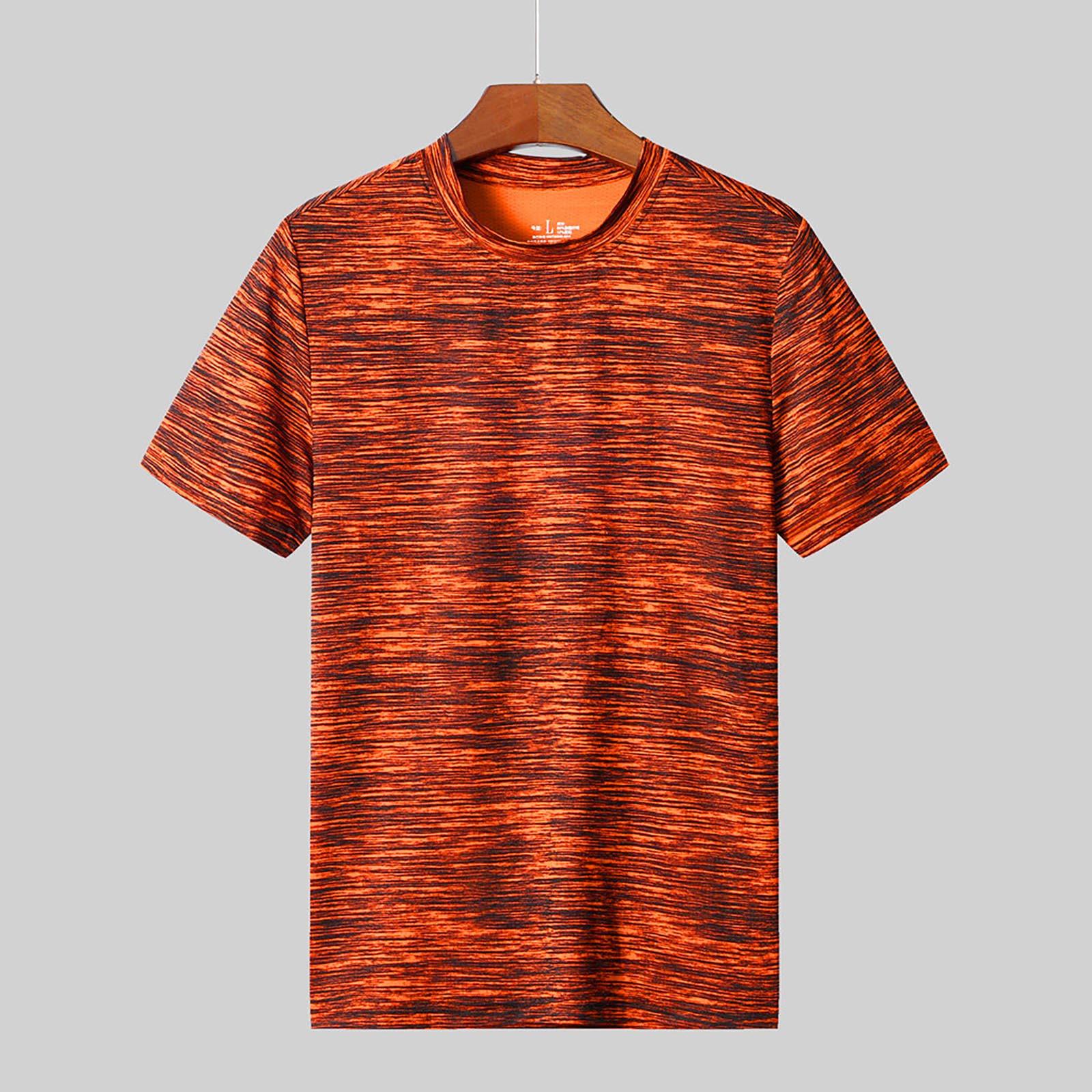 ElongPaoXiao Heren zomer casual O-hals T-shirt Fitness Sport sneldrogende ademende topblouse XXXXXXXXL oranje