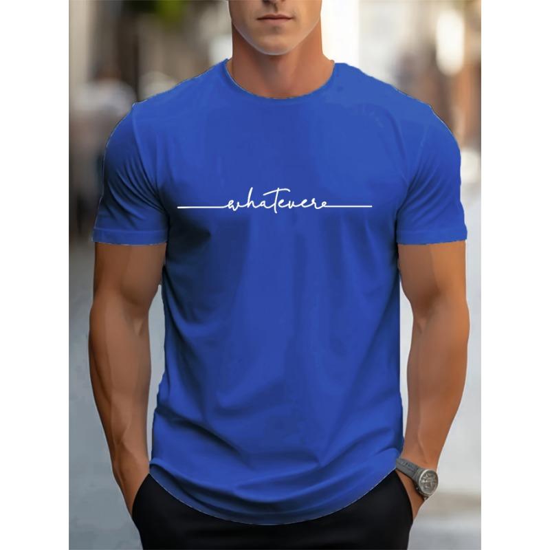 ETST 03 Heren zomer casual losse maat 100% katoen letterprint ronde hals korte mouwen T-shirt top XL