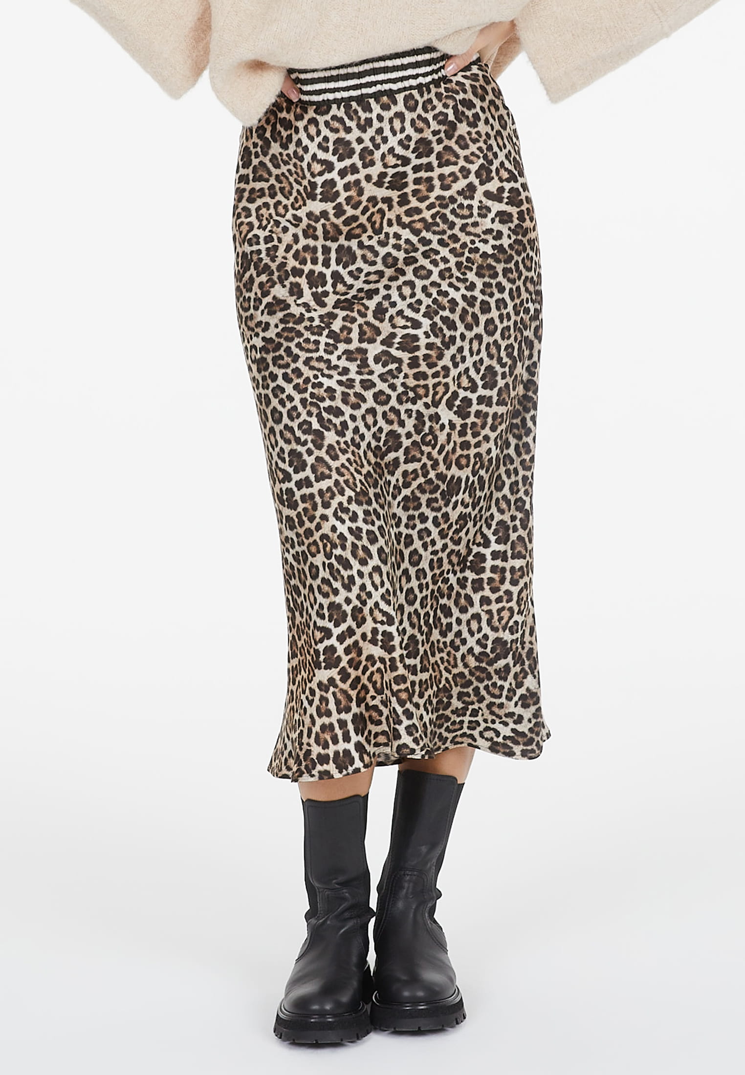 MARC AUREL Midirock mit Leoprint und Streifen