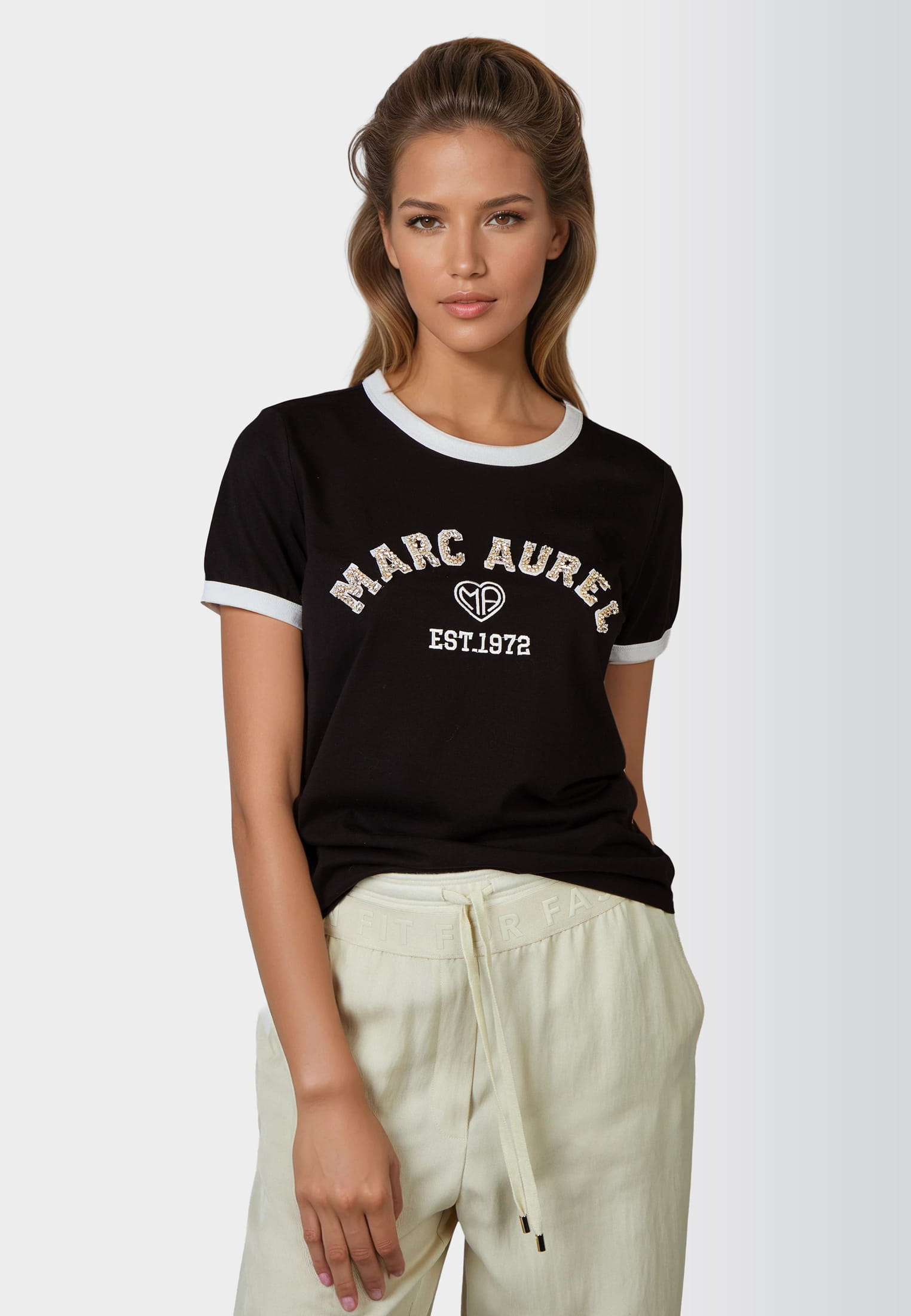 MARC AUREL T-Shirt mit Strassapplikation