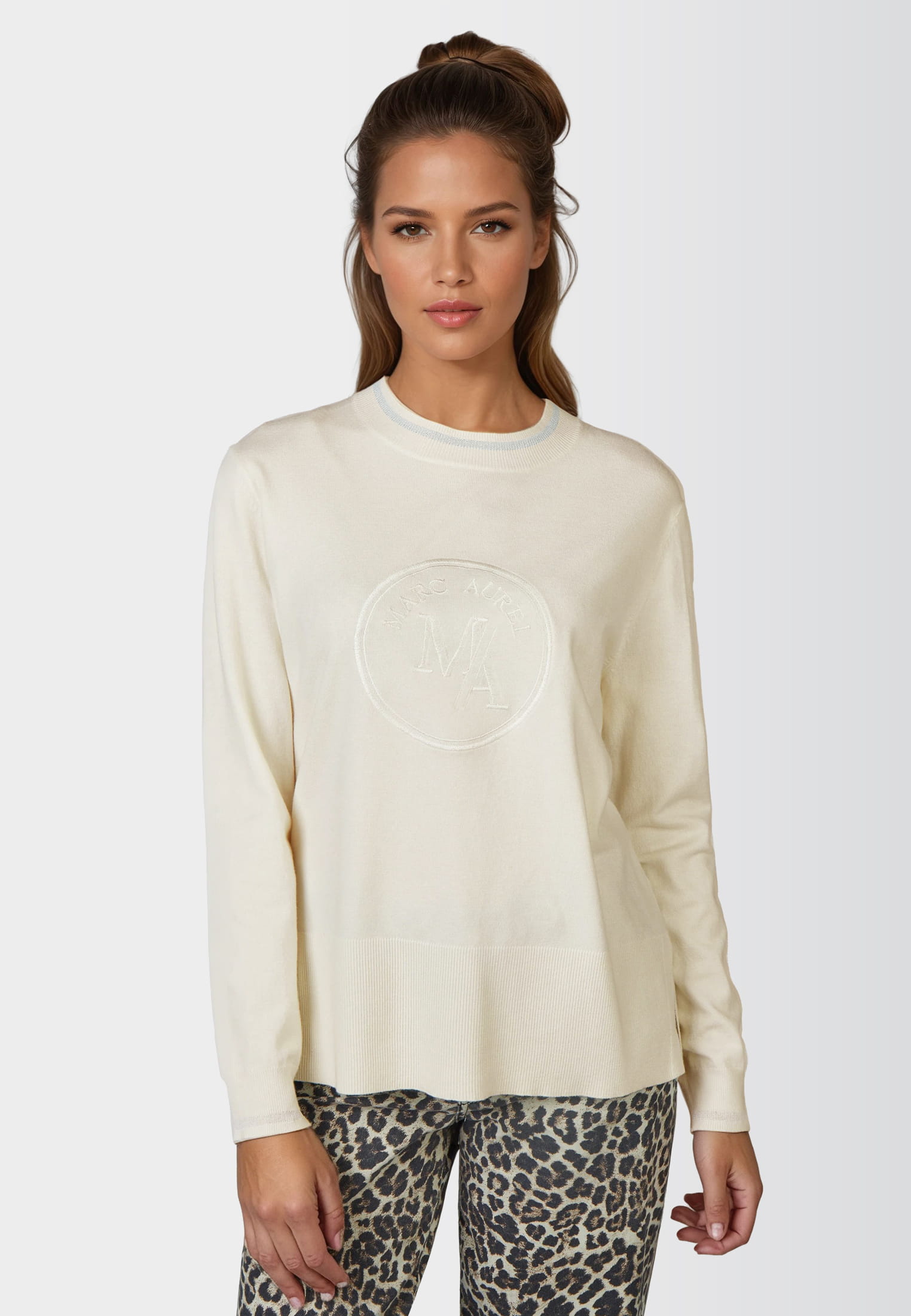 MARC AUREL Rundhals Pullover mit Logo-Stickerei