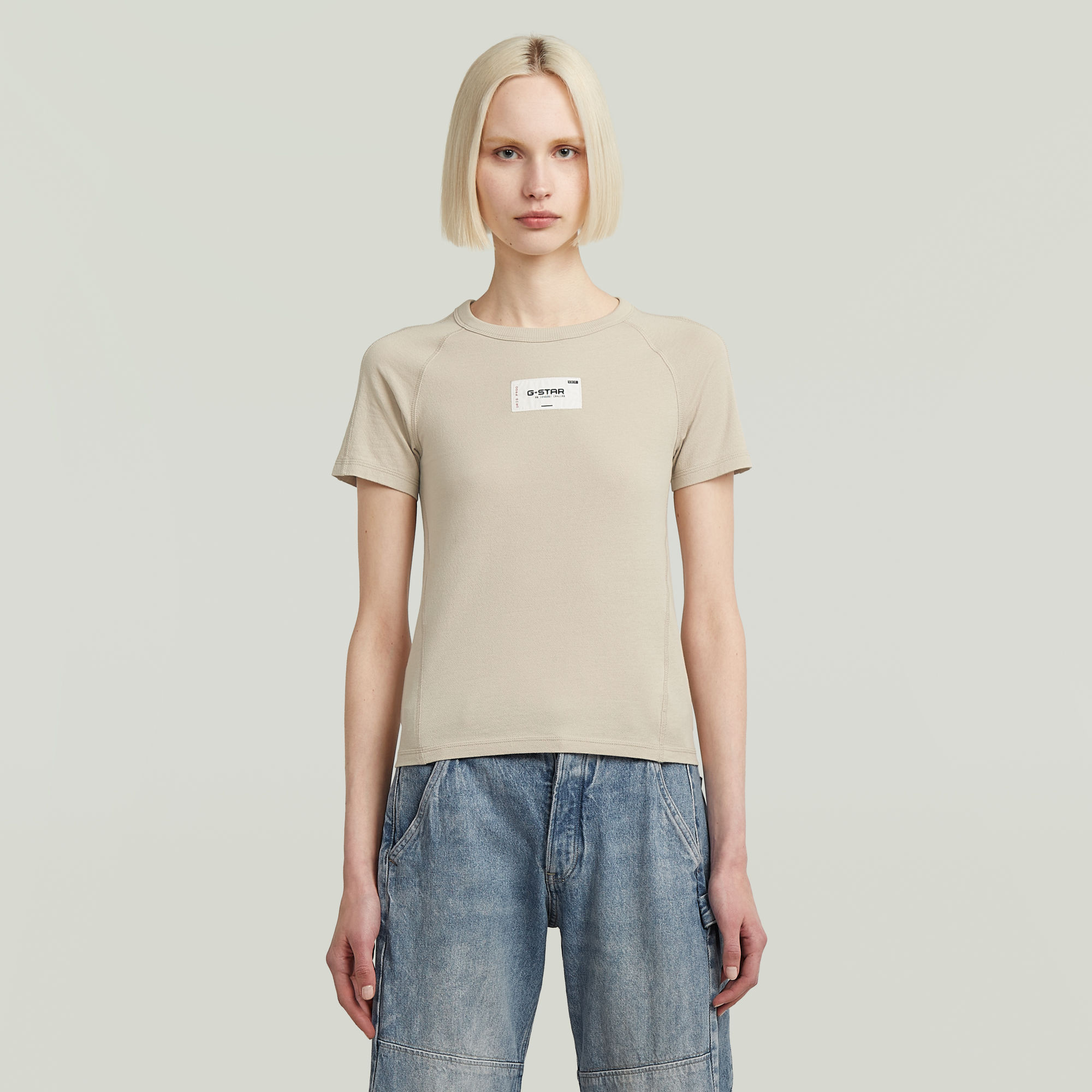 G-Star RAW Embro Patch Slim T-shirt - Beige - Dames