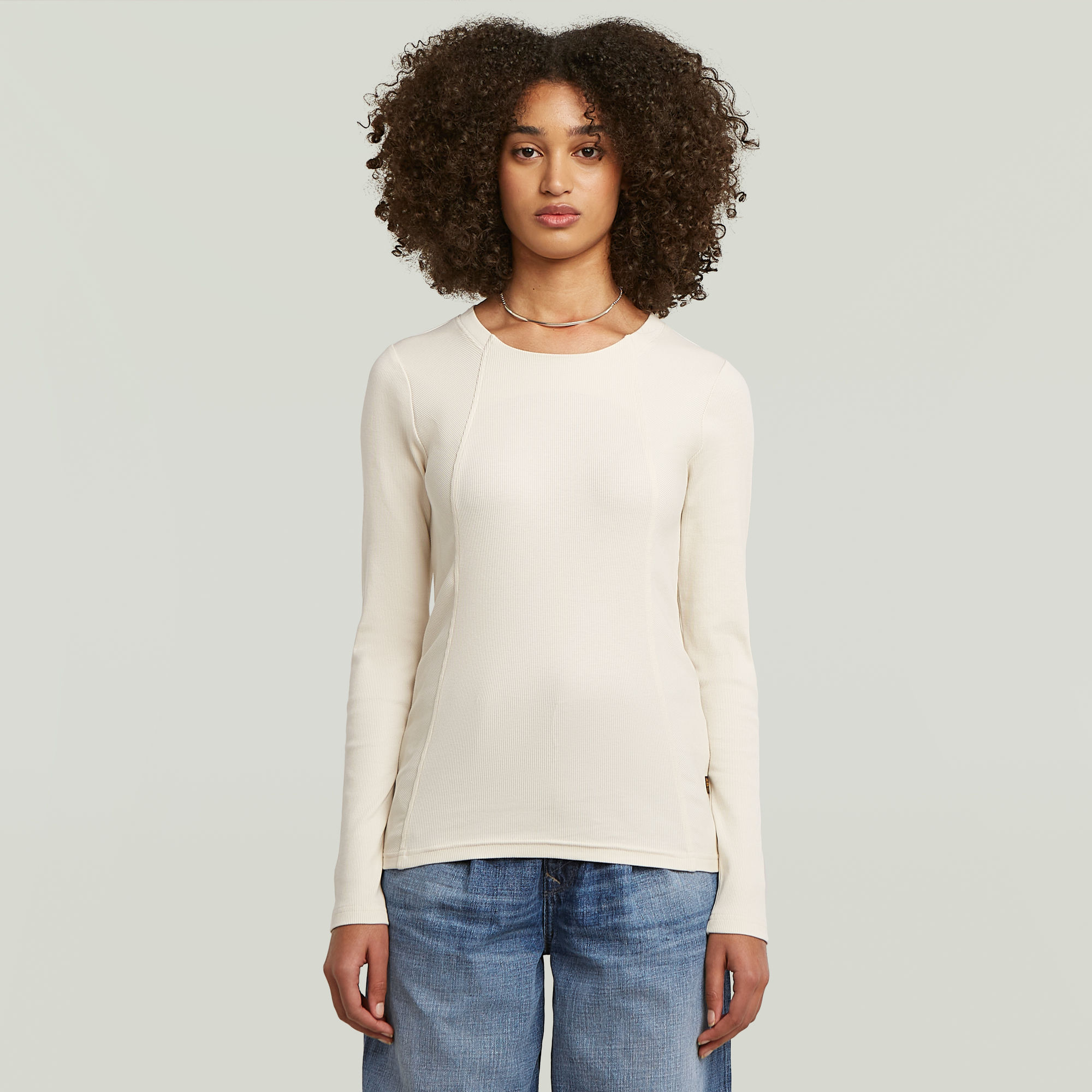 G-Star RAW A-Line Slim Rib T-shirt - Wit - Dames