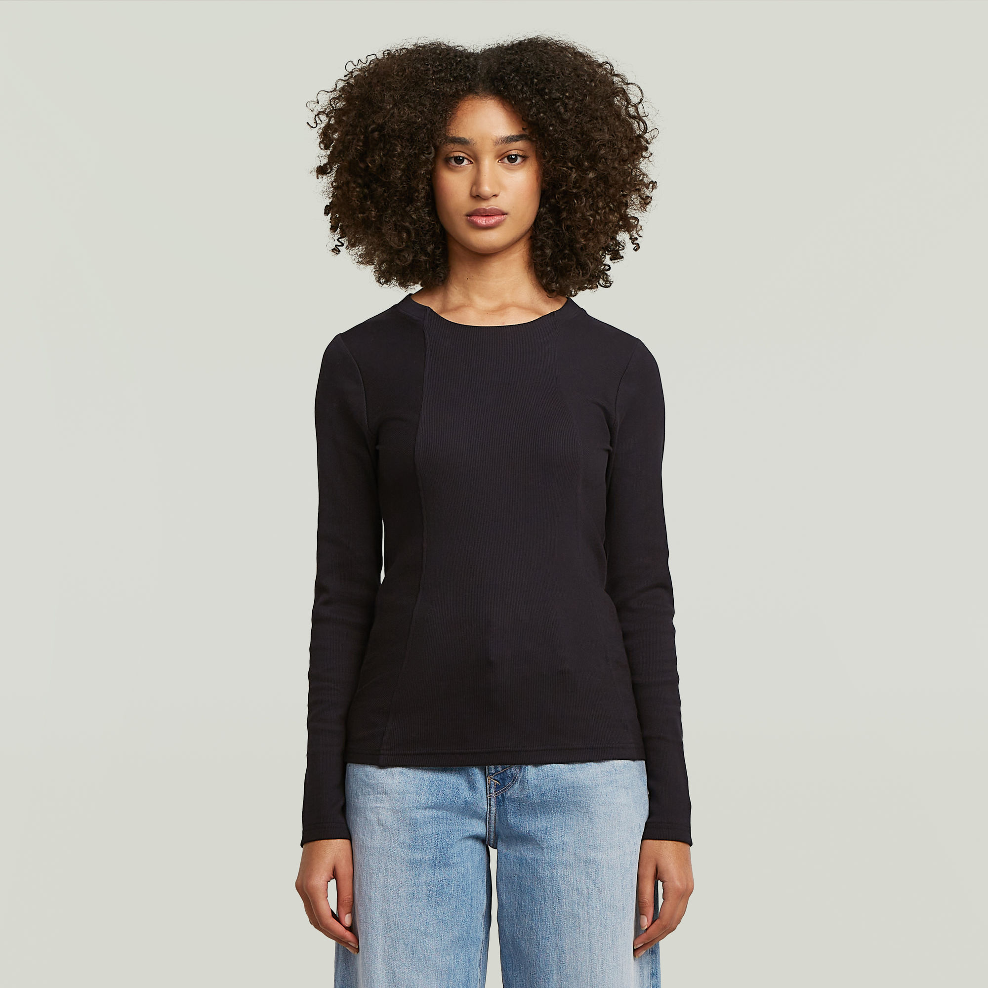 G-Star RAW A-Line Slim Rib T-shirt - Zwart - Dames