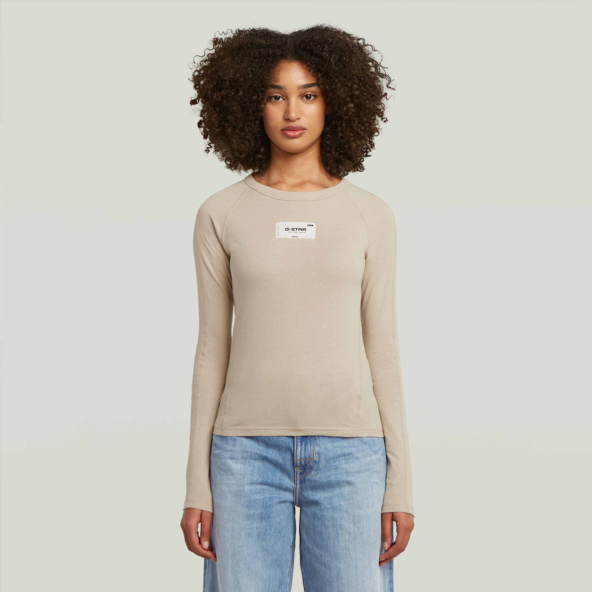 G-Star RAW Embro Patch Slim T-shirt - Beige - Dames