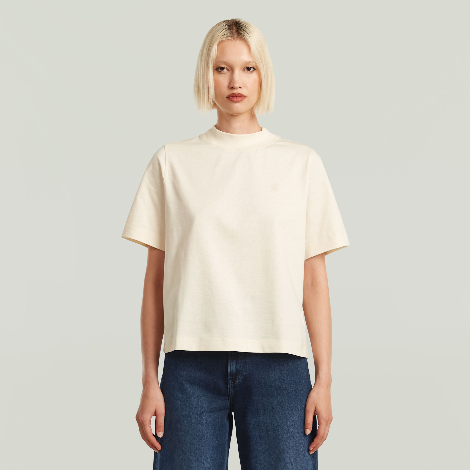 G-Star RAW Logo Mock T-Shirt - Beige - Dames