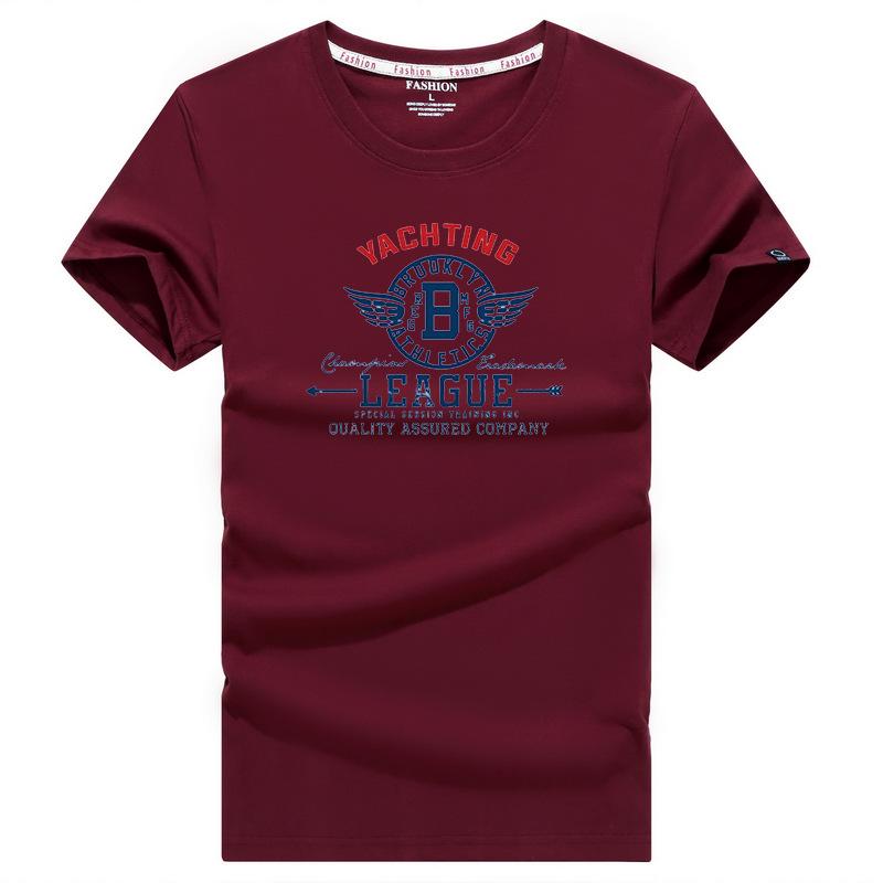 Bistrota S-5XL Katoen Heren Casual T-shirt Korte mouw Fitness T-shirts Man Slanke Sweatshirt T-shirt Steetwear XXXL wijnrode kleur
