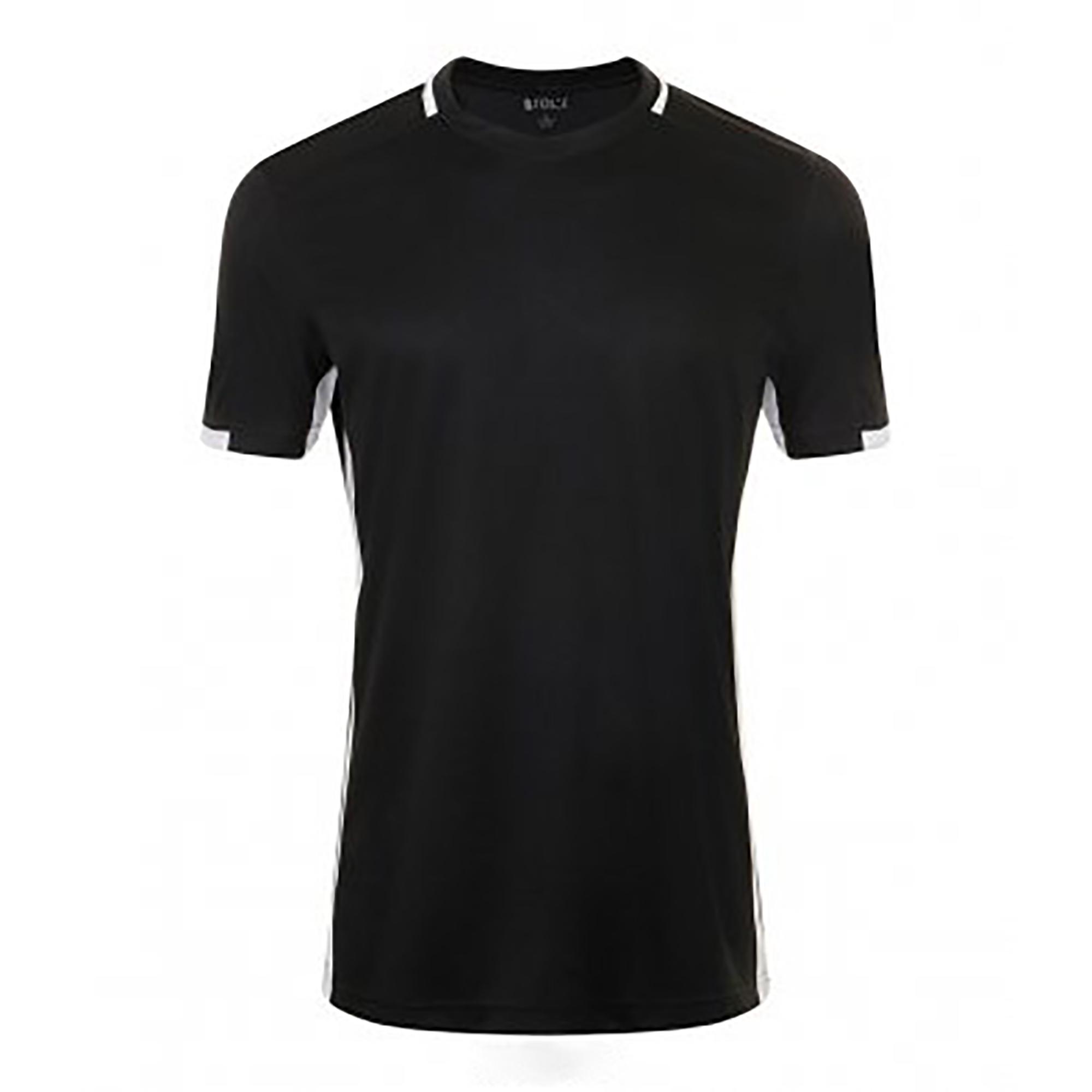 SOLS Heren Classico voetbal-T-shirt met contrasterende korte mouwen M zwart/wit