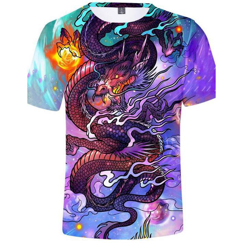 HerSight Lente Zomer Tops Mannen Plus Size Kleding Draak 3D Print T-shirt Animal Tees O Hals Korte Mouw Top Ademende Man Shirts XXL