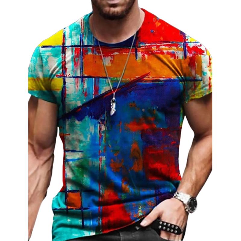 Happy Show Nieuwe zomer herenmode T-shirt persoonlijkheid rode tijger bedrukte heren T-shirt top 4XL blauw