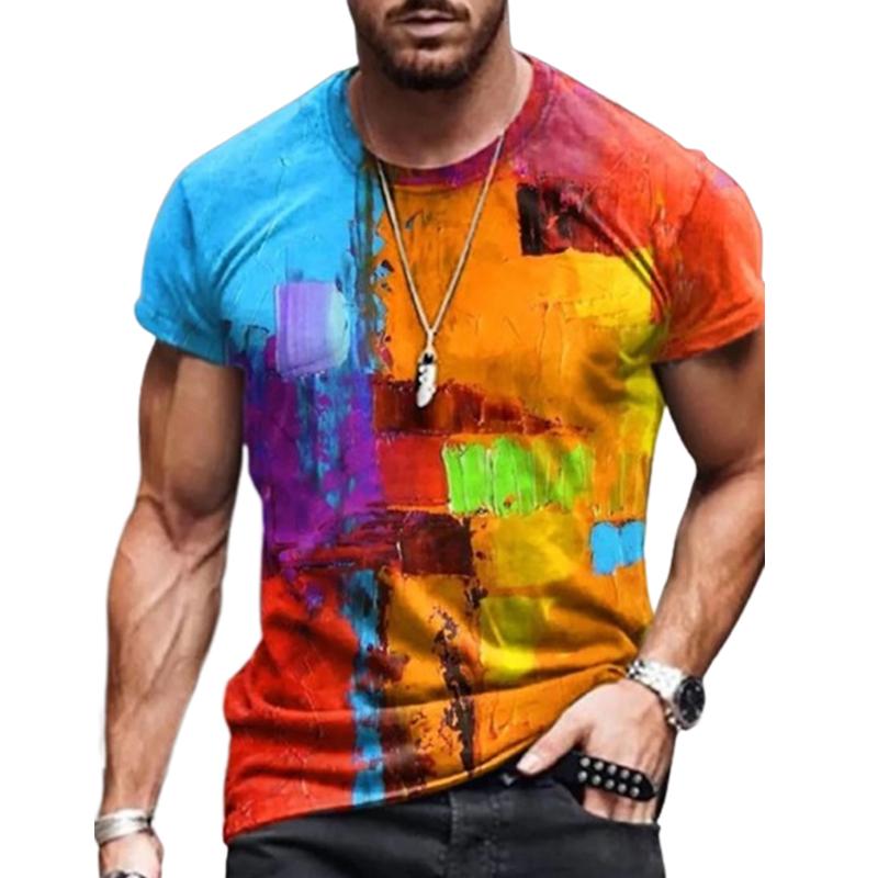Happy Show Nieuwe zomer herenmode T-shirt persoonlijkheid rode tijger bedrukte heren T-shirt top 7XL geel