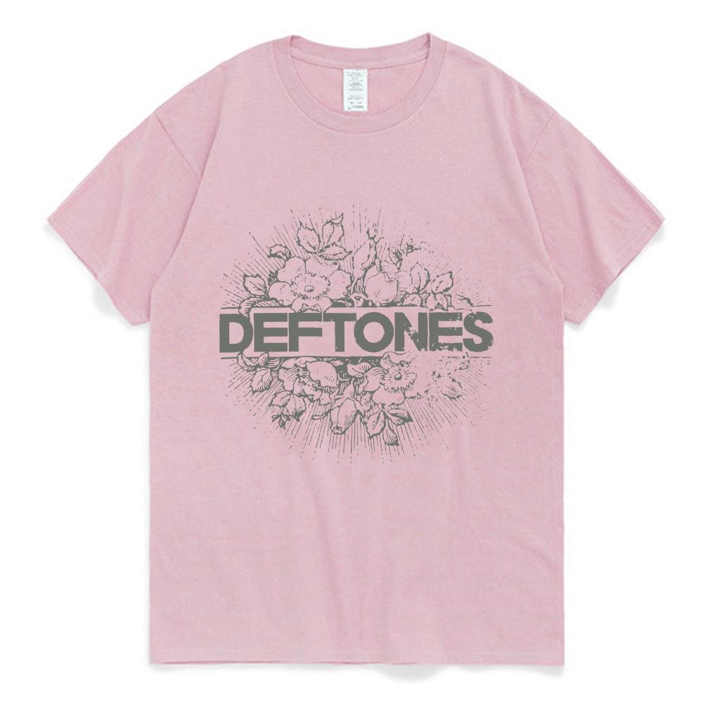 Nexus Athleisure Punk Metal Rock Band Deftones Bloemen Burst Afbeelding T-shirt Mannen Straat Vintage Casual Katoenen T-shirt Gothic Harajuku T-shirt mannelijke XXL roze