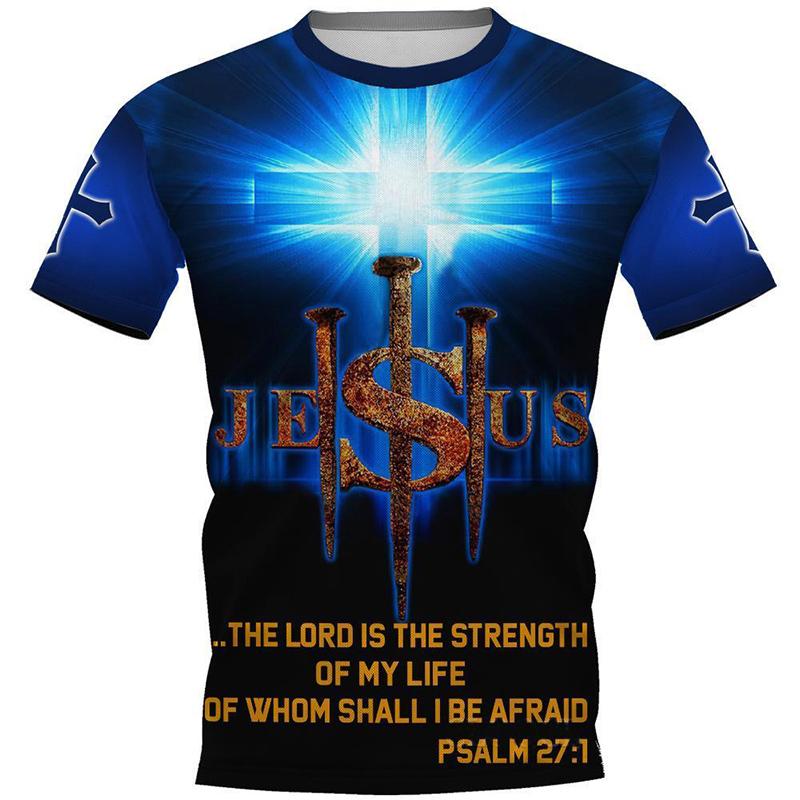 ETST 03 Christian Jesus Katholieke Print Heren T-shirts Zomer Polyester Ronde Hals Losse Korte Mouw Mannelijke Tops Oversized T-shirt Voor Mannen 5XL