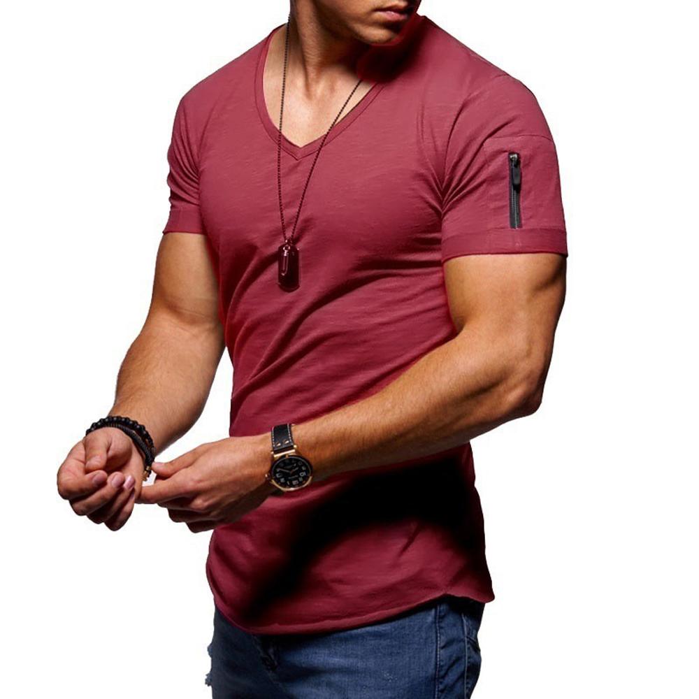 Dining Table Heren katoen slim fit rits korte mouw tops zomer casual shirt blouse tee S