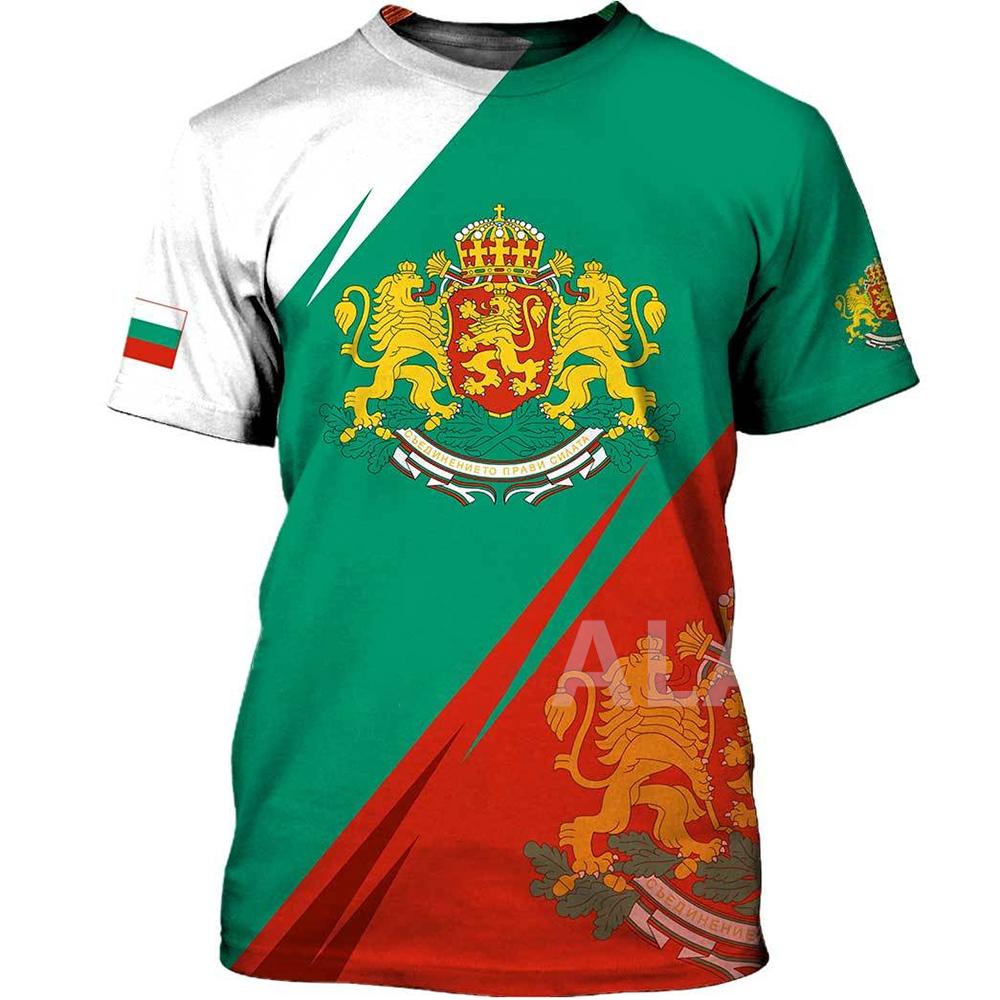 TIP723 Bulgarije Heren T-shirt Nationaal Embleem 3D Print Zomer Ronde Hals Korte Mouw Top Casual T-shirt Oversized Herenkleding S