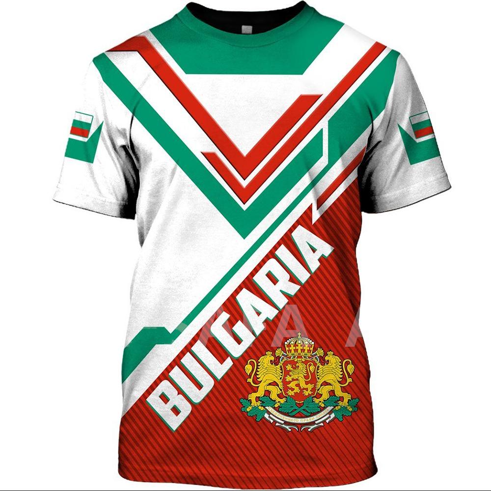 TIP723 Bulgarije Heren T-shirt Nationaal Embleem 3D Print Zomer Ronde Hals Korte Mouw Top Casual T-shirt Oversized Herenkleding M