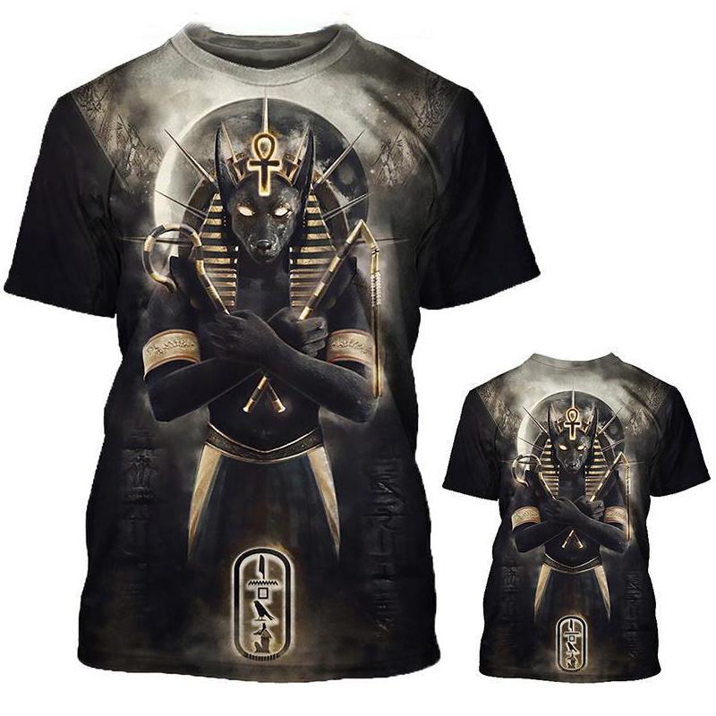 ETST 03 Zomer Retro Stijl T-shirt Voor Heren Mode Egyptische Farao Print Korte Mouw T-shirts Snel Drogende Heren Ronde Hals Losse Tops L