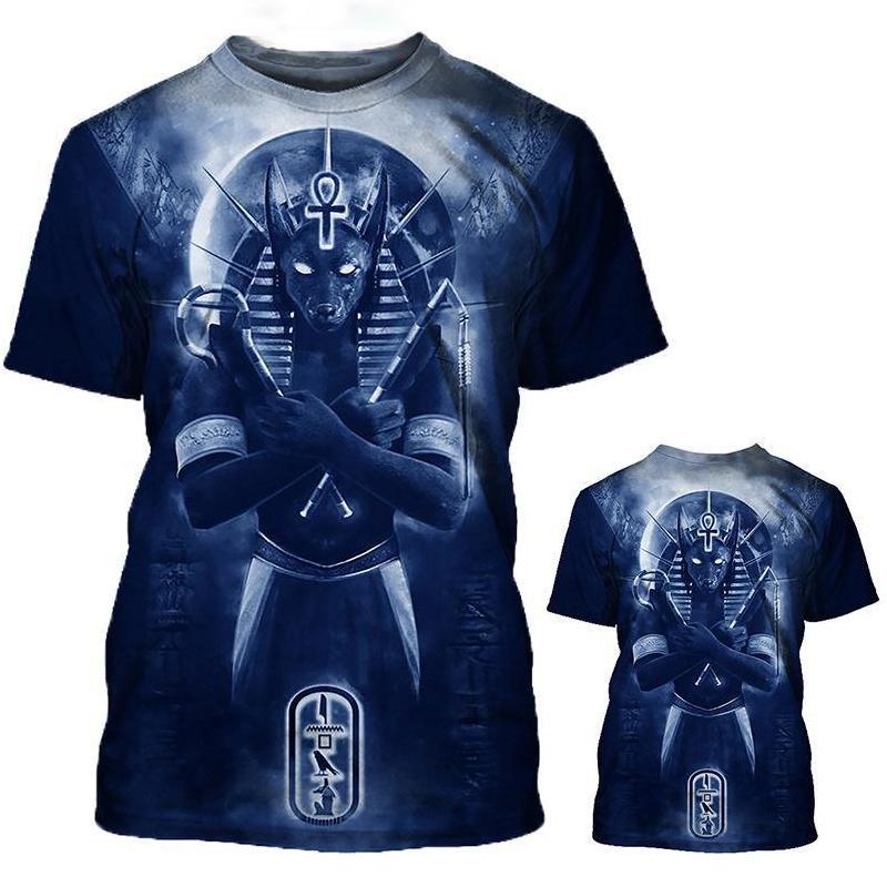 ETST 03 Zomer Retro Stijl T-shirt Voor Heren Mode Egyptische Farao Print Korte Mouw T-shirts Snel Drogende Heren Ronde Hals Losse Tops 6XL