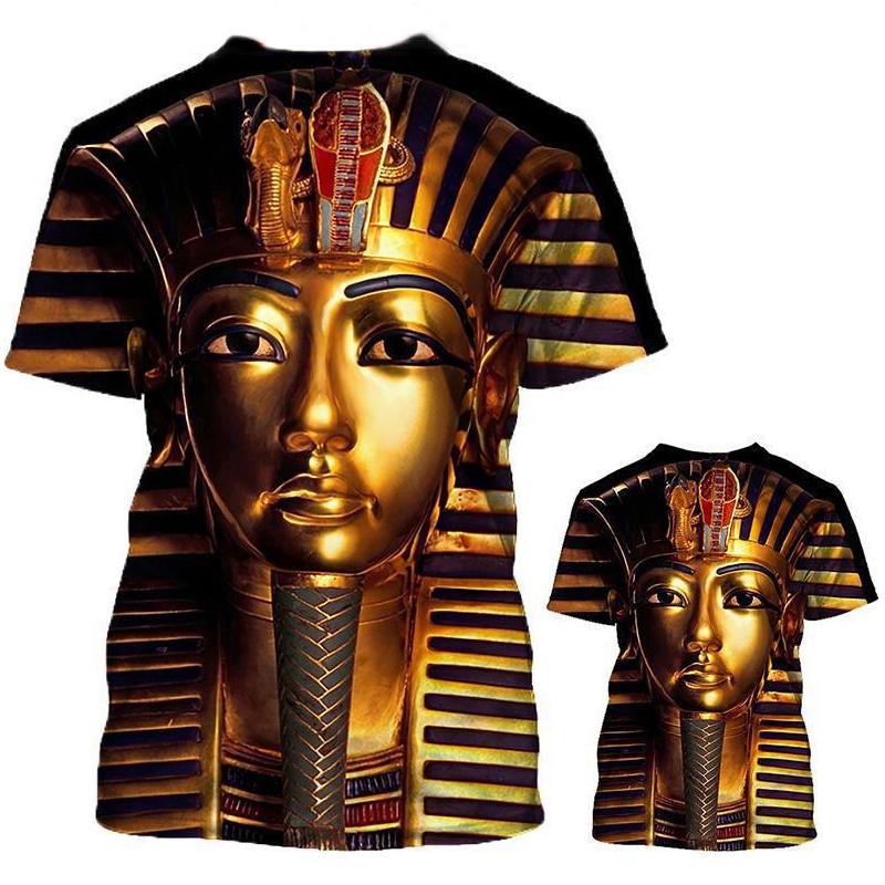 ETST 03 Zomer Retro Stijl T-shirt Voor Heren Mode Egyptische Farao Print Korte Mouw T-shirts Snel Drogende Heren Ronde Hals Losse Tops S