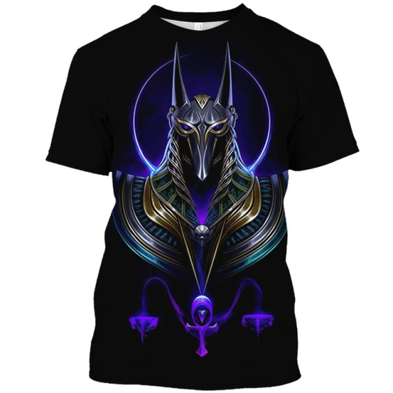 ETST 03 Zomer Retro Stijl T-shirt Voor Heren Mode Egyptische Farao Print Korte Mouw T-shirts Snel Drogende Heren Ronde Hals Losse Tops 3XL