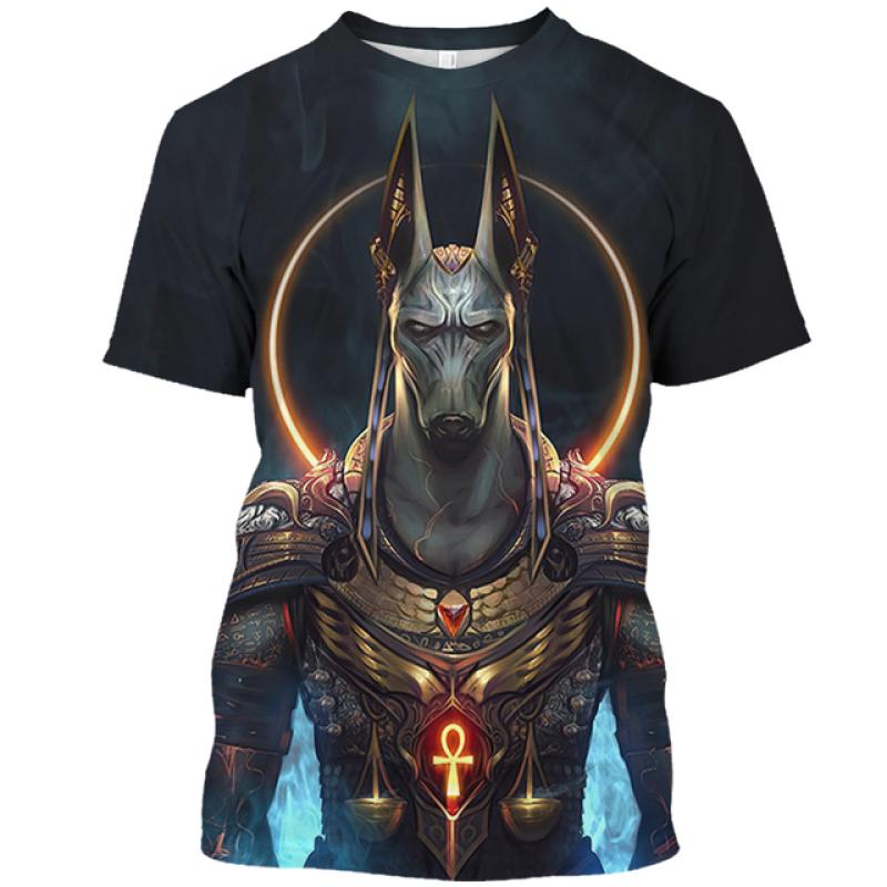 ETST 03 Zomer Retro Stijl T-shirt Voor Heren Mode Egyptische Farao Print Korte Mouw T-shirts Snel Drogende Heren Ronde Hals Losse Tops 6XL