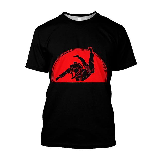 Baibao QIQI 3D-geprinte Judo Kung Fu Witte T-shirts Karate Aikido Grafische T-shirts voor heren Japanse modekleding Nieuw in T-shirty M