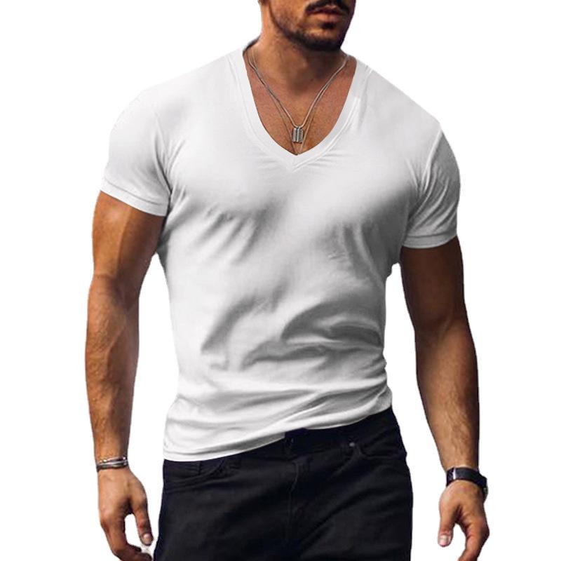 BOLIV MODA Heren T-shirt Wit Zwart Top Heren V-hals Effen Grote Maat Casual T-shirts met korte mouwen XL wit